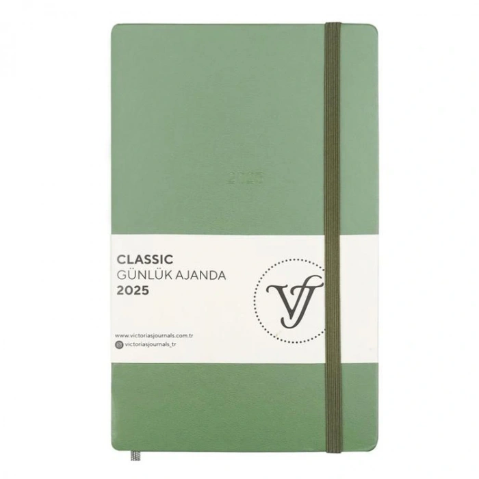 VICTORIAS JOURNALS 124-1451 13X21 CLASSIC LASTİKLİ GÜNLÜK AJANDA - YEŞİL