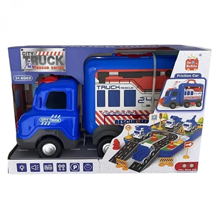 CANEM 0947 SÜRTMELİ SESLİ IŞIKLI 25 PARÇA  POLİS ARABASI SETİ