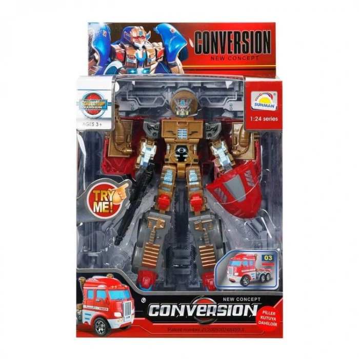 SUNMAN 899-3 CONVERSION 2IN1 ROBOTA DÖNÜŞEBİLEN SESLİ IŞIKLI ARABA 3+ TEKLİ