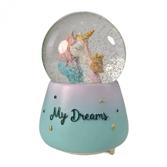 CEREN HDY0300 ORTA BOY HEDİYELİK MÜZİKLİ IŞIKLI KAR ATAN KAR KÜRESİ (PİLLİ) MY DREAMS UNICORN