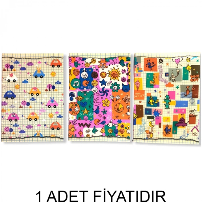KESKİN A5 PP KAPAK DİK PATTERN KİDS DEFTER 40 YP. KARELİ