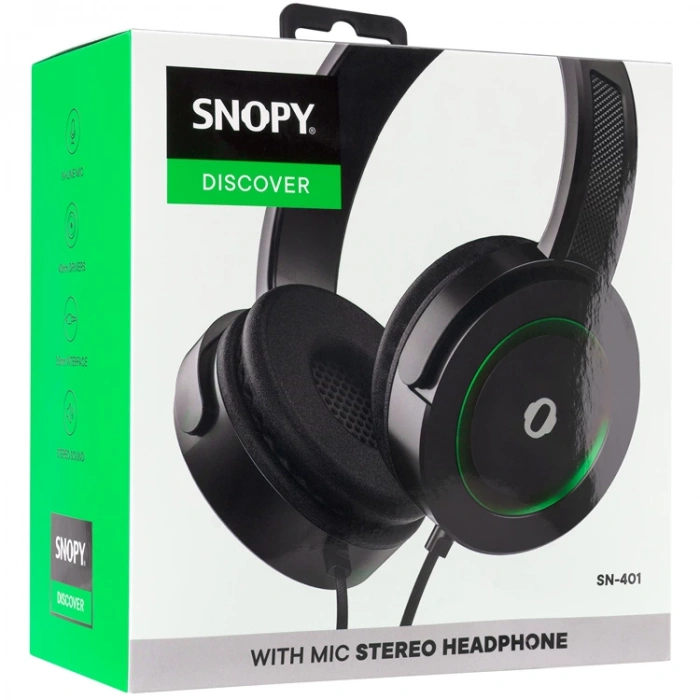 SNOPY SN-401 DISCOVER GÜÇLENDİRİLMİŞ BASS ETKİLİ MİKROFONLU KULAKLIK YEŞİL