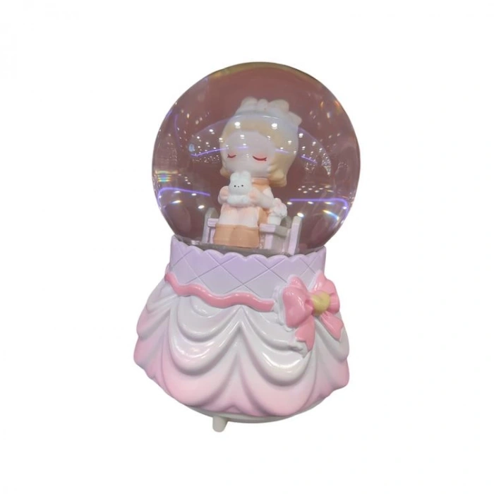 CEREN HDY0258 ORTA BOY HEDİYELİK MÜZİKLİ IŞIKLI ETRAFINDA DÖNEBİLEN KAR ATAN KAR KÜRESİ (PİLLİ) TAVŞANLI KIZ