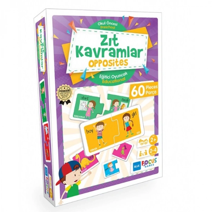BLUE FOCUS BF114 ZIT KAVRAMLAR (OPPOSITES) - EĞİTİCİ OYUNLAR 60 PARÇA