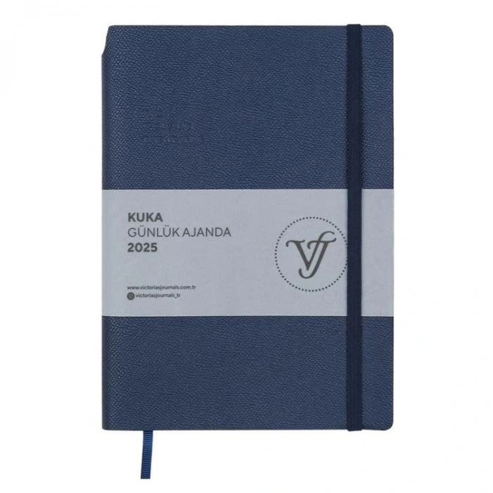 VICTORIAS JOURNALS 124-1461 14X20,5  KUKA GÜNLÜK AJANDA A5 - LACİVERT
