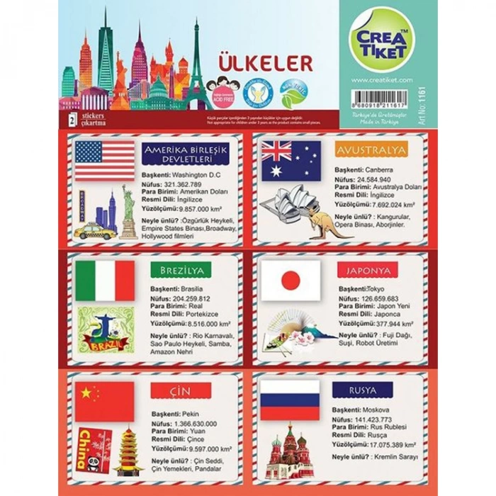 CREA ETİKET - ÜLKELER VE  BİLGİLERİ 1161