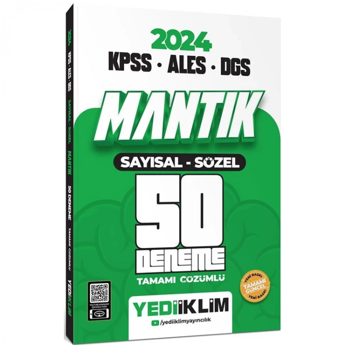 YEDİİKLİM 2024 KPSS ALES DGS MANTIK SAYISAL-SÖZEL TAMAMI ÇÖZÜMLÜ 50 DENEME