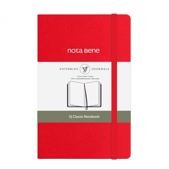 VICTORIAS JOURNALS NOTE BENE 9237 CLASSIC NOTEBOOK ESNEK KAPAK 9x14cm 70gr.400 SYF. ÇİZGİLİ DEFTER KIRMIZI