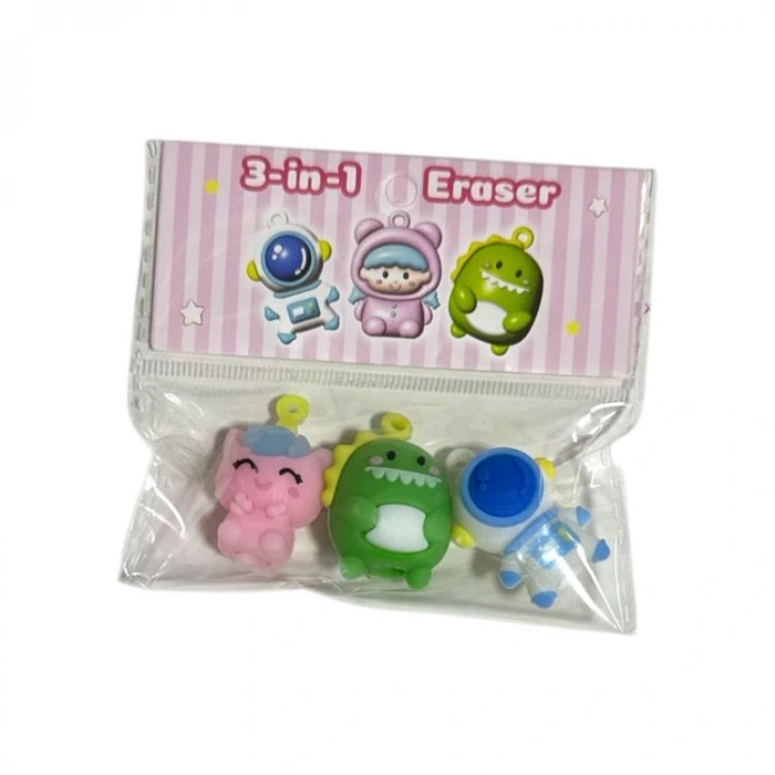 ZIZU GZ8308-1 3 IN 1 KULLANIM ŞEKİLLİ SİLGİ-KALEM BAŞLIĞI-ANAHTARLIK