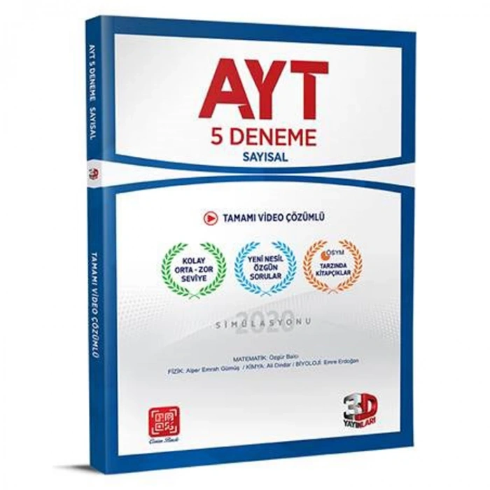3D AYT TAMAMI VİDEO ÇÖZÜMLÜ 5Lİ DENEME SAYISAL
