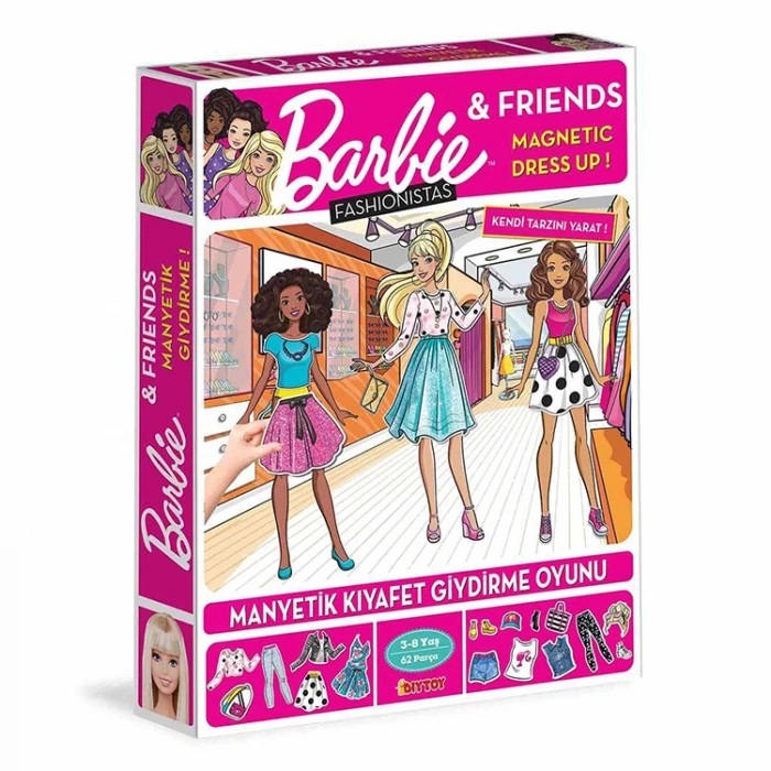 DİYTOY BRB1901 BARBIE FASHIONISTAS MANYETİK GİYDİRME OYUNU MODA 62 PARÇA