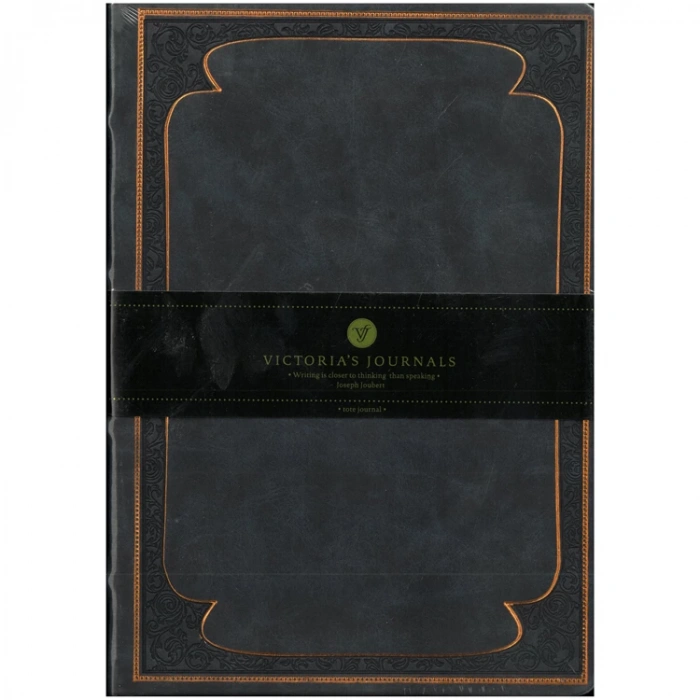 VICTORIAS JOURNALS 123-9107 VINTAGE OLD BOOK 14x20cm 80gr.160YP. ÇİZGİSİZ DEFTER KOYU MAVİ