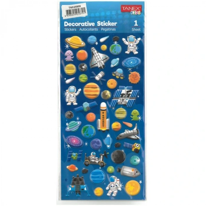 TANEX KIDS TNX-25800 DEKORATİF ETİKETLER - PUFFY UZAY SERİSİ STICKER