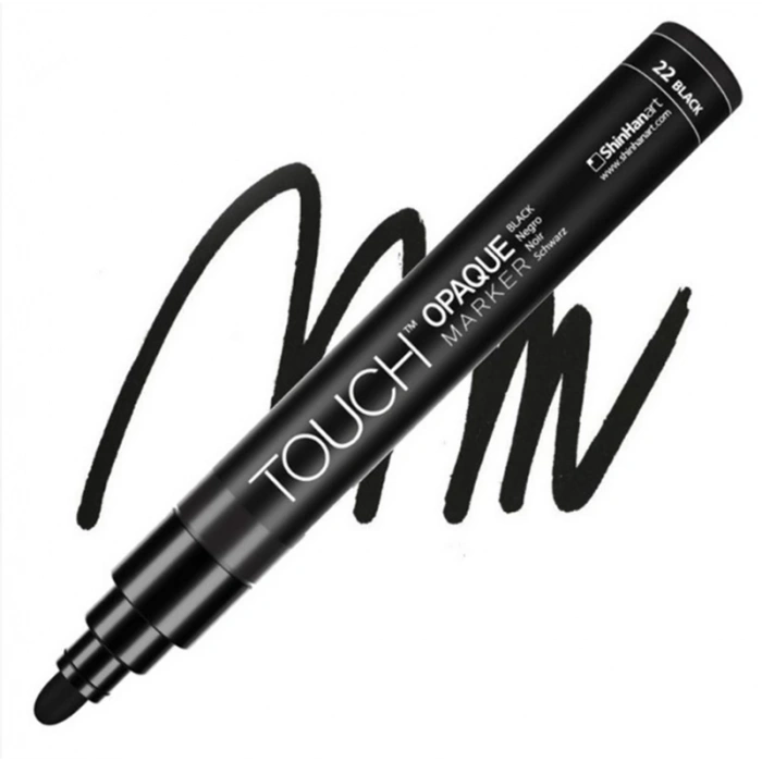 TOUCH OPAQUE SU BAZLI MARKER KALEM 1.5-2.3mm - MEDIUM PACK BLACK 22 - SH8613003-2026