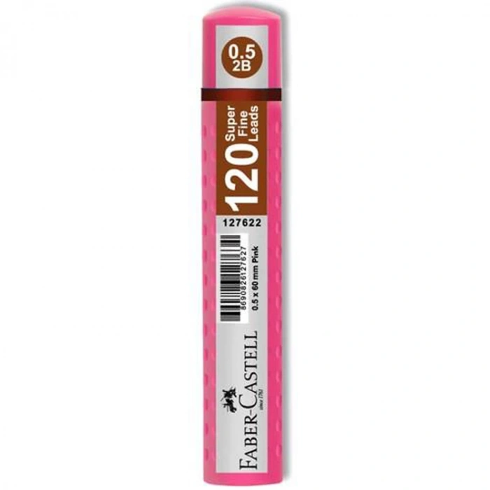 FABER CASTELL 120Lİ MİN 0.5 2B 60mm UÇ PEMBE TÜP