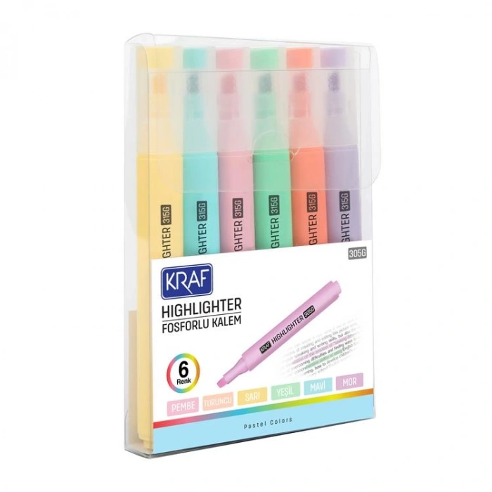 KRAF 315G FOSFORLU KALEM TRİO PASTEL COLORS 6LI