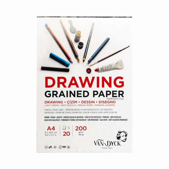 VAN DYCK A4 200gr 20YP DRAWING ÇİZİM BLOK DEFTERİ İNCE DOKULU VD20014