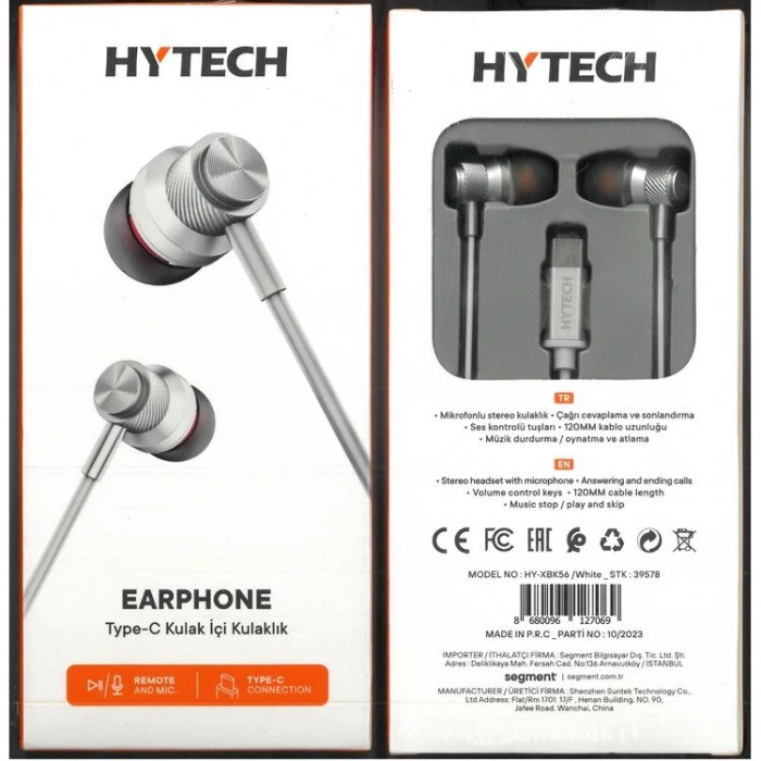 HYTECH HY-XBK56 TYPEC TELEFON UYUMLU METAL KULAK İÇİ MİKROFONLU KULAKLIK WHITE