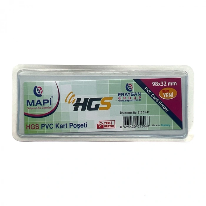 MAPİ PVC HGS KART POŞETİ ŞEFFAF 98x32mm.