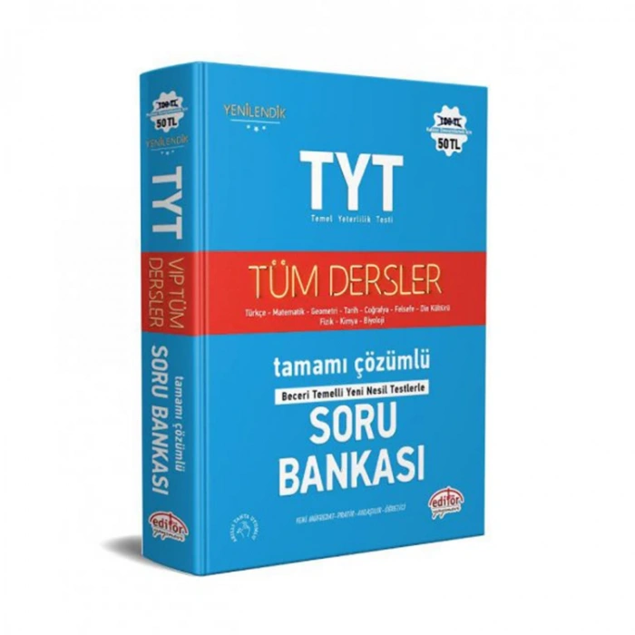 EDİTÖR TYT TÜM DERSLER TAMAMI ÇÖZÜMLÜ SORU BANKASI MAVİ KİTAP