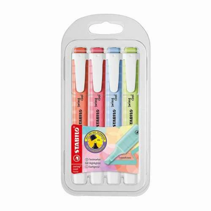 STABILO 275/4-08-1 SWING COOL FOSFORLU KALEM PASTEL RENK 4lü PAKET