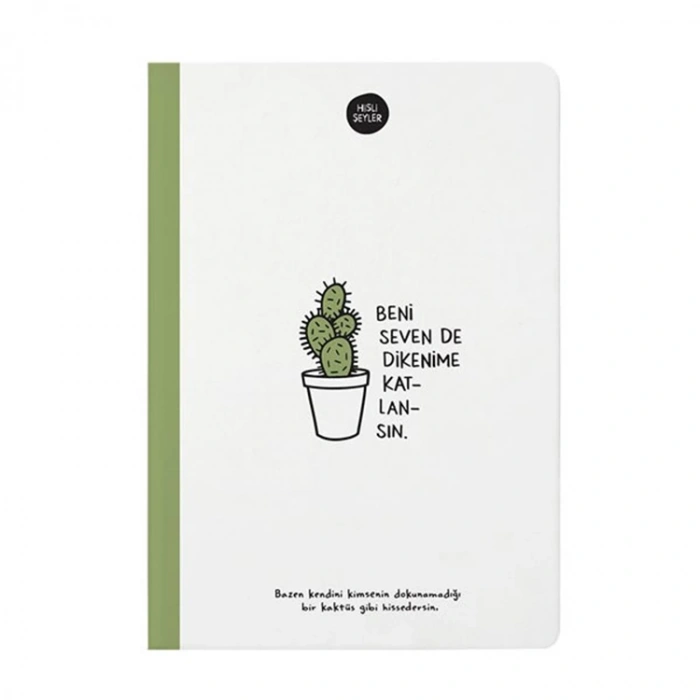 KESKİN HİSLİ ŞEYLER 14X20 SERT KAPAK ÇİZGİLİ DEFTER 64 YP.- BENİ SEVEN DİKENİME KATLANSIN