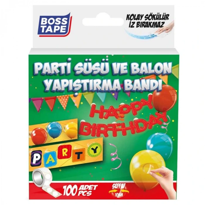 BOSS TAPE  BT-05017 ÖZEL BANT PARTİ SÜSÜ & BALON YAPIŞTIRMA BANDI ŞEFFAF10 MM YUVARLAK