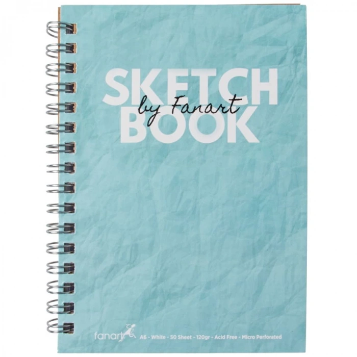 FANART ACADEMY F-8671 SKETCH BOCK A6 SPİRALLİ TURKUAZ KAPAK ESKİZ DEFTERİ 120GR.50YP.