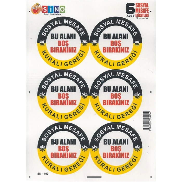 SİNO SN-100 OTURMA DÜZENİ UYARI ETİKETİ 6LI