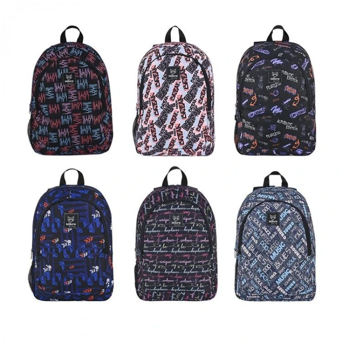 MİKRO MB-707D KARIŞIK DESEN 2 BÖLMELİ OKUL SIRT ÇANTASI - TEKLİ