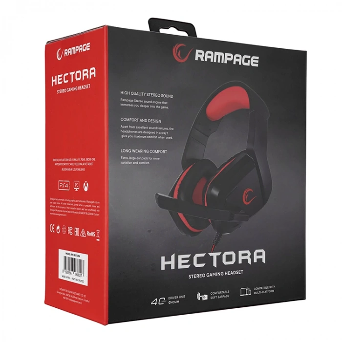 RAMPAGE RH1 HECTORA SİYAH/KIRMIZI 2*3,5mm MİKROFONLU OYUNCU KULAKLIĞI
