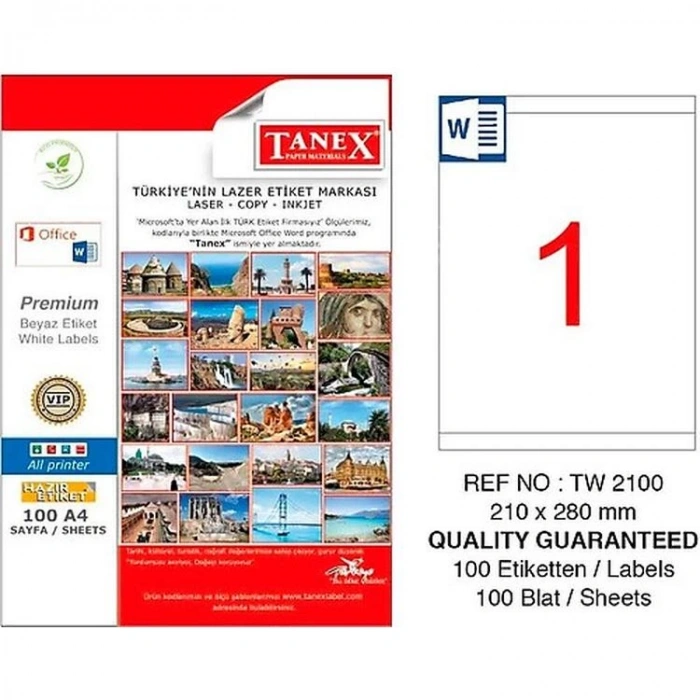 TANEX 210x280  mm LASER ETİKET TW-2100