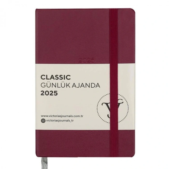 VICTORIAS JOURNALS 124-1485 9X14 CLASSIC LASTİKLİ GÜNLÜK AJANDA A5 - BORDO