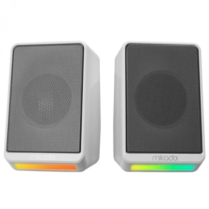 MİKADO MD-178 2.0 2W*2 BEYAZ RGB AYDINLATMALI USB+3.5MM USB 5V SPEAKER HOPERLÖR