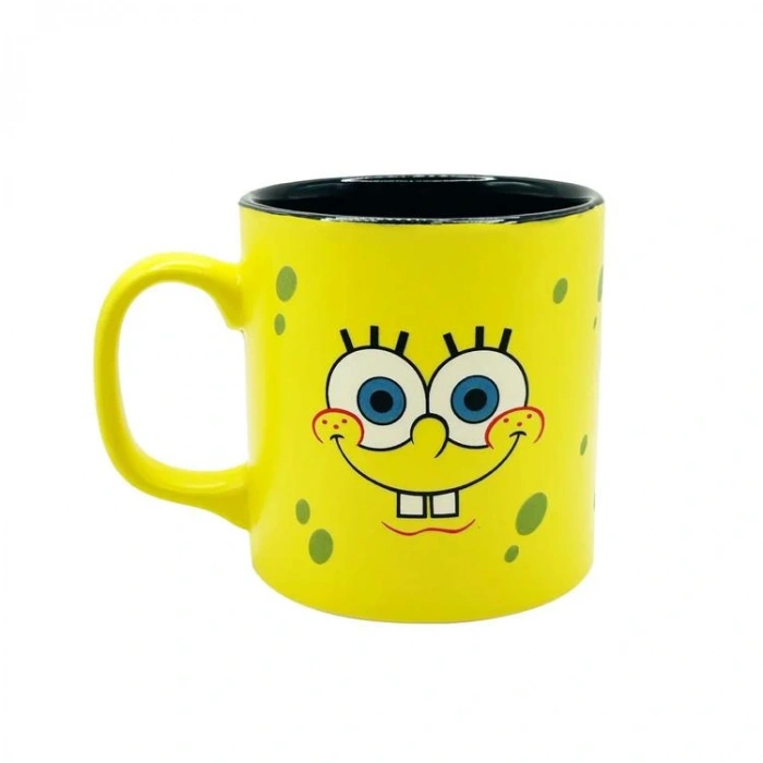MACMUG 382614 SPONGE BOB İÇ KISMI SİYAH DIŞI SARI SERAMİK KUPA
