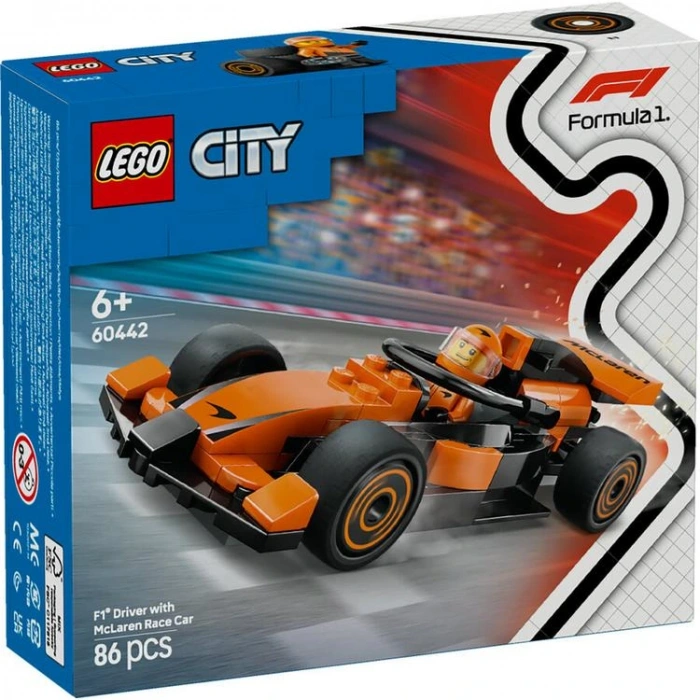 LEGO CITY 60442 F1 DRIVER WITH MCLAREN RACE CAR 86 PARÇA 6+