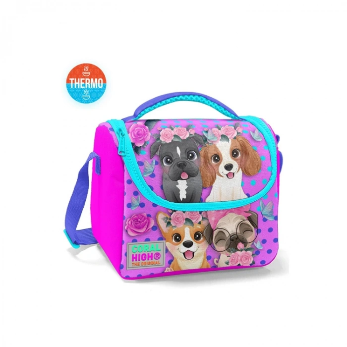 CORAL HIGH 11750 KIDS PEMBE KÖPEK DESENLİ THERMO BESLENME ÇANTASI