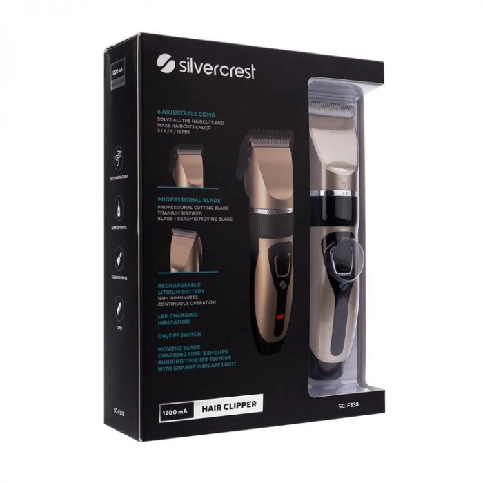 SİLVER CREST SC-F838 AYARLANABİLİR SERAMİK KESME BIÇAKLI ŞARJ GÖSTERGELİ PROFOSYONEL TRAŞ MAKİNESİ