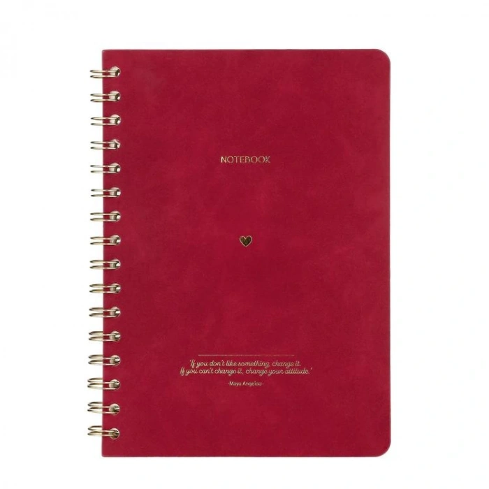 VICTORIAS JOURNALS 1612 VEGAN DERİ ESNEK KAPAK SPİRALLİ A5 100gr.128 SYF. ÇİZGİLİ DEFTER KIRMIZI