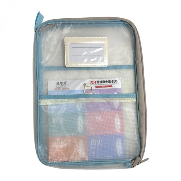 ODAK A4-273 ÇİFT FERMUARLI PVC KART BÖLMELİ FİLELİ A4 ÇANTA ( MESH DOSYA) - TEKLİ