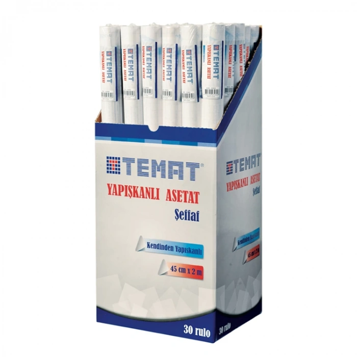 TEMAT YAPIŞKANLI RULO ASETAT 45cmX2M ŞEFFAF