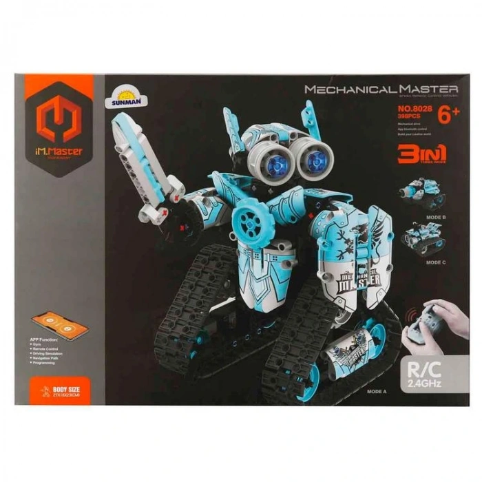 SUNMAN İM. MASTER NO.8028 UZAKTAN KUMANDALI R/C 2.4GHz ROBOT ARABA MAVİ 3IN1 LEGO YAPIM SETİ 398 PARÇA 6+