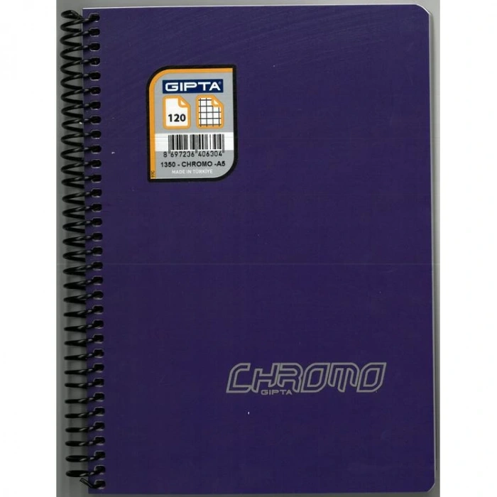 GIPTA CHROM-O SPİRALLİ PP. KAPAK A5 120YP. KARELİ DEFTER - 1350