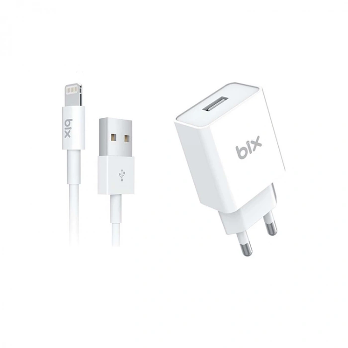 BIX BX-L10TA 10W SEYAHAT ADAPTÖRÜ + 1 Mt 2.1A LIGHTNING ŞARJ KABLOSU