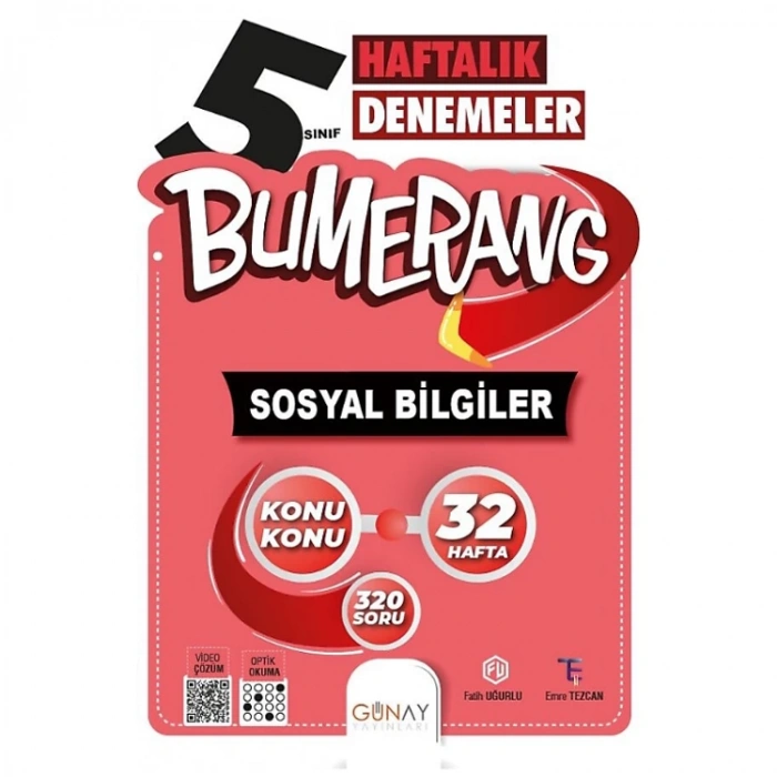 GÜNAY 5. SINIF BUMERANG 32 HAFTALIK SOSYAL BİLGİLER DENEMELERİ