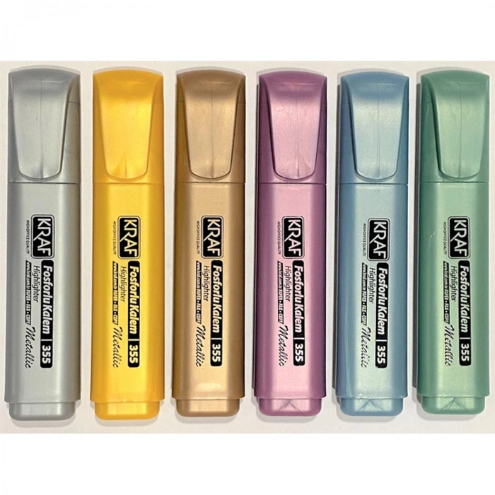 KRAF 355 METALİK RENKLER 6LI FOSFORLU KALEM