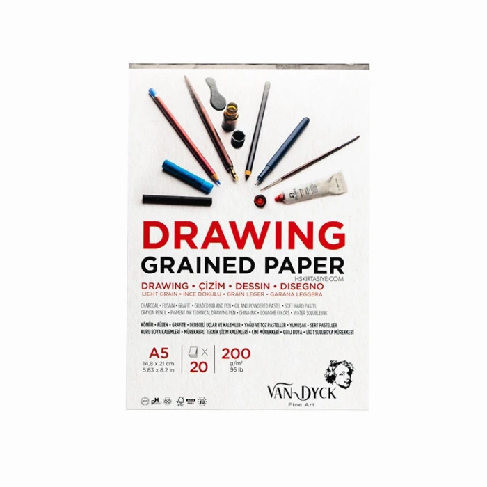 VAN DYCK A5 200gr 20YP DRAWING ÇİZİM BLOK DEFTERİ İNCE DOKULU VD20015