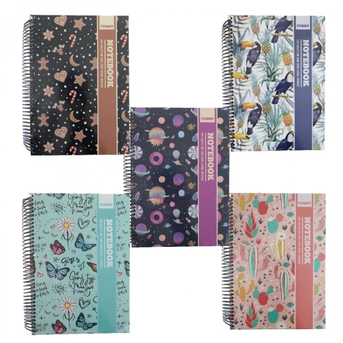 MİKRO FUNNY SPİRALLİ SERT KAPAK 17X24 120YP. ÇİZGİLİ DEFTER