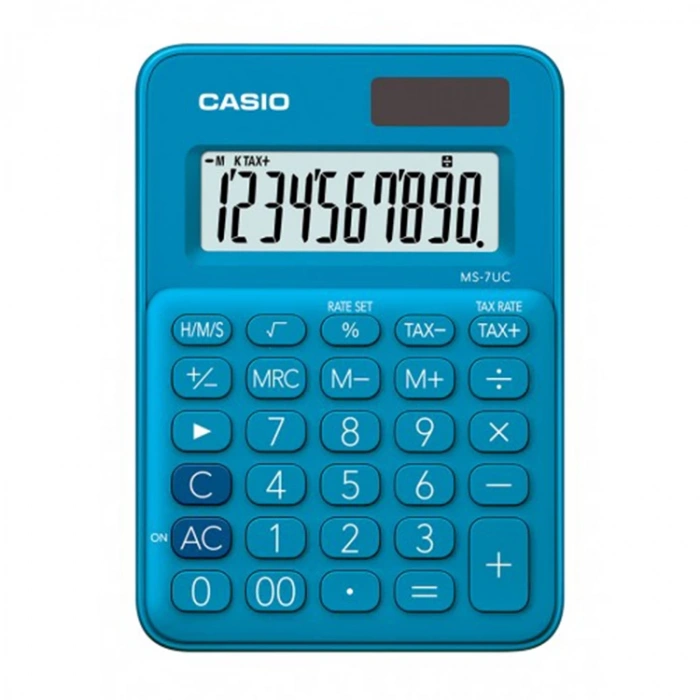 CASIO MS-7UC 10 HANE MAVİ MASAÜSTÜ HESAP MAKİNESİ