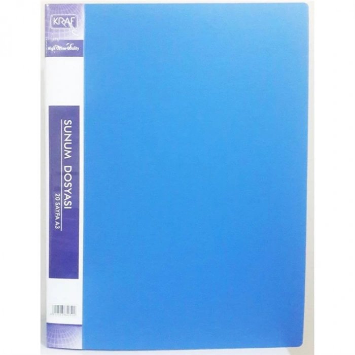 KRAF 1120 SUNUM DOSYASI A3 20Lİ MAVİ